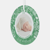 Mijn eerste kerstfoto Green Glas Ornament (Voorkant links)