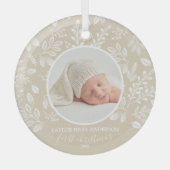 Mijn eerste kerstfoto ivory glas ornament (Voorkant)