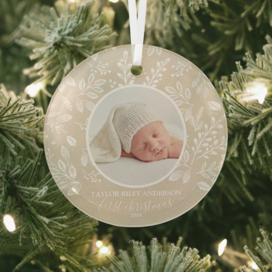 Mijn eerste kerstfoto ivory glas ornament (Insitu)
