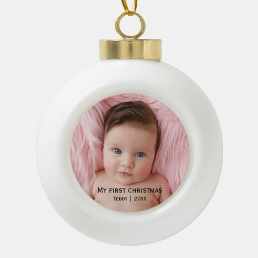 Mijn eerste kerstfoto keramische bal ornament (Voorkant)