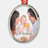 Mijn eerste kerstfoto kerstversiering metalen ornament (Links)