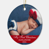 Mijn eerste kerstfoto Rood Keramisch Ornament (Links)