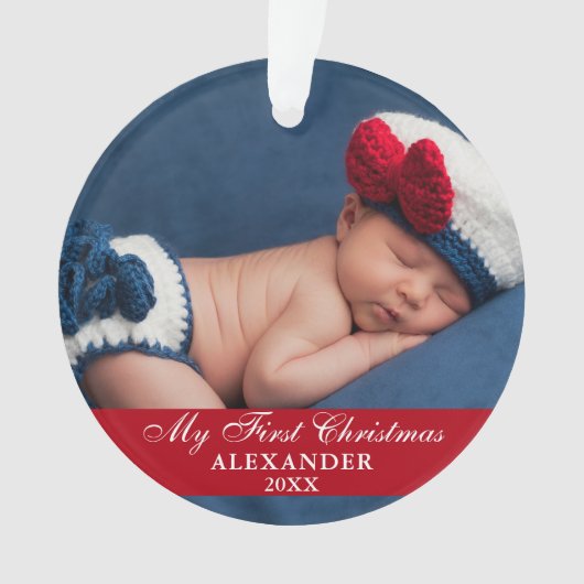 Mijn eerste kerstfoto Rood Ornament (voorkant)