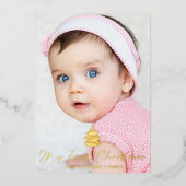 Mijn eerste kerstfoto vakantiescript folie feestdagenkaart (Voorkant)