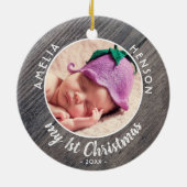 Mijn eerste kerstfoto van de Baby... Keramisch Ornament (Achterkant)