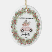 Mijn eerste kerstgrootouders Foto Greenery Keramisch Ornament (Rechts)