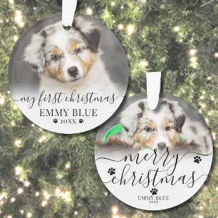 Mijn eerste kersthuisdier foto hond ornament