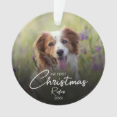 Mijn eerste kersthuisdierfoto Elegant Schrift Ornament (voorkant)