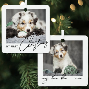Mijn Eerste Kersthuisdierhond Foto Metalen Ornament