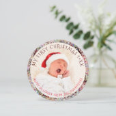 Mijn eerste kerstjaar foto Circular Glitter Feestdagenkaart (Staand voorkant)