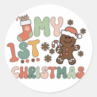 Mijn eerste kerstkerst ronde sticker