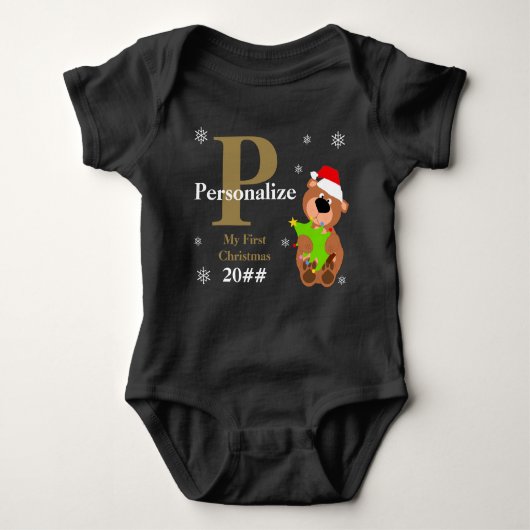 Mijn eerste kerstkerstboommonogram Beer Romper (Voorkant)