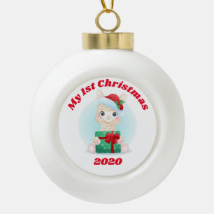 Mijn eerste kerstllama keramische bal ornament
