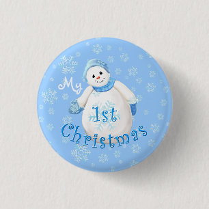 Mijn eerste kerstman ronde button 3,2 cm