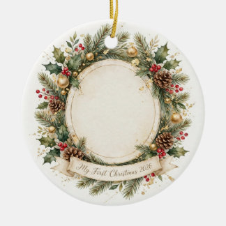 Mijn Eerste Kerstmis 2026 Baby Foto Ornament