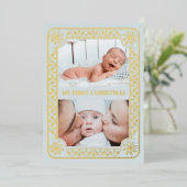 Mijn eerste Kerstmis 2 Foto Keepomwille Gold Folie Feestdagenkaart (Staand Voorkant)