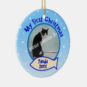 Mijn eerste Kerstmis - Aangepaste fotokat-versieri Keramisch Ornament (Rechts)