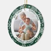Mijn eerste Kerstmis als | Foto Green Snowflake Keramisch Ornament (Links)