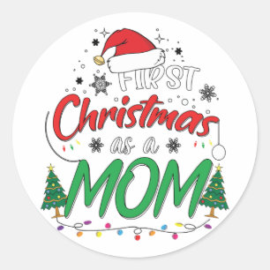 Mijn eerste Kerstmis als moeder grappige nieuwe ma Ronde Sticker
