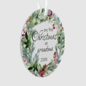 Mijn eerste Kerstmis als oma Evergreen Wreath Ornament (voorkant)