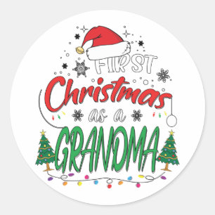 Mijn eerste Kerstmis als oma Funny New Grandma Ronde Sticker