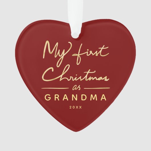 Mijn eerste Kerstmis als oma Heart Shaped Photo Ornament (voorkant)