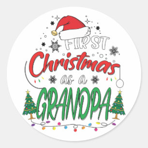 Mijn eerste Kerstmis als opa Funny New opa Ronde Sticker
