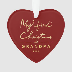 Mijn eerste Kerstmis als opa Heart Shaped Photo Ornament
