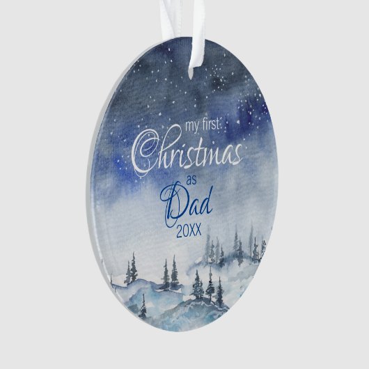 Mijn eerste Kerstmis als pap Winter Waterverf Jaar Ornament (voorkant)