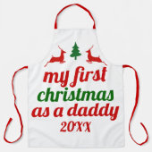 "Mijn eerste Kerstmis als papa" groen rood hert Schort (Voorkant)