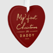Mijn eerste Kerstmis als papa Heart Shaped Photo Ornament (voorkant)
