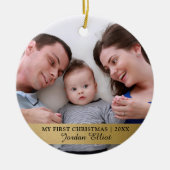 Mijn eerste Kerstmis, Gold Baby Photo Keepomwille Keramisch Ornament (Voorkant)