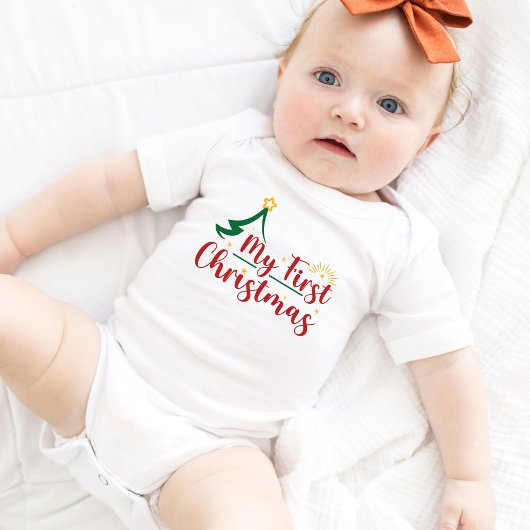 Mijn eerste Kerstmis Groene Boom Wit Romper
