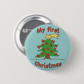 Mijn eerste Kerstmis (Happy Tree-ontwerp) Ronde Button 5,7 Cm (Voorkant /achterkant)