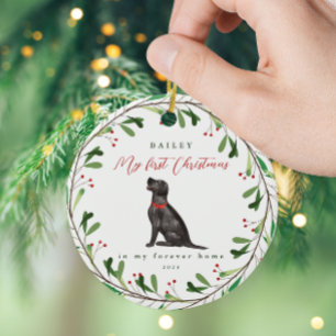 Mijn eerste Kerstmis met de naam Black Lab Keramisch Ornament