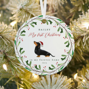 Mijn eerste Kerstmis met de naam Dachshund Metalen Ornament