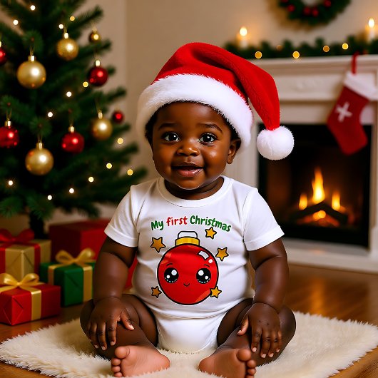 🎄 mijn eerste Kerstmis met kerstboombaubel Romper