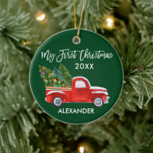 Mijn eerste Kerstmis Red Truck Baby Green