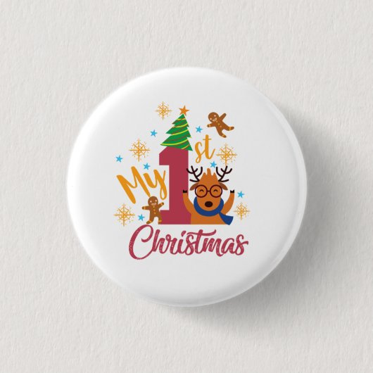 Mijn eerste Kerstmis Ronde Button 3,2 Cm (Voorkant)
