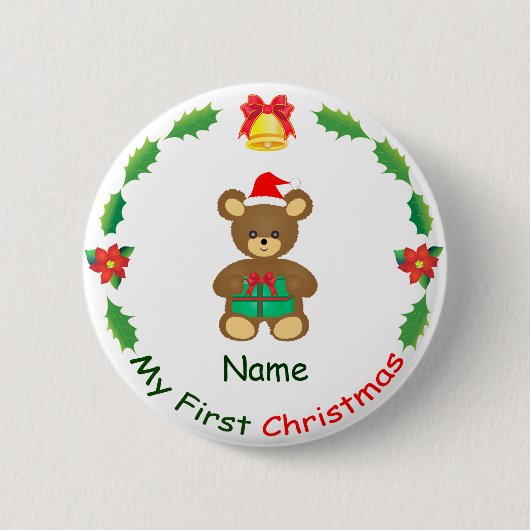 Mijn eerste Kerstmis Ronde Button 5,7 Cm (Voorkant)