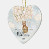 Mijn eerste Kerstmis Teddy Bear Gouden Ballonnen F Keramisch Ornament (Links)