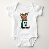 Mijn Eerste Kerstmis Typografie Cute Rendier Romper (Voorkant)