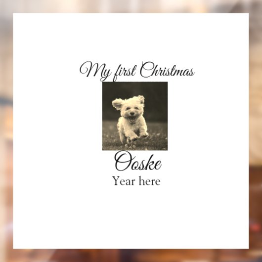 Mijn eerste Kerstmis voeg huisdier naam datum jaar Raamsticker (Vel 2)