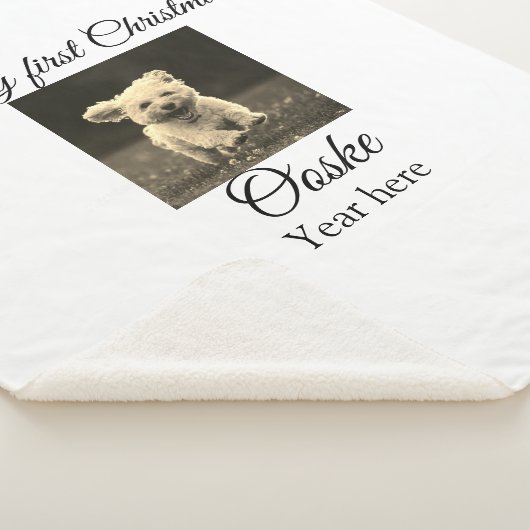 Mijn eerste Kerstmis voeg huisdier naam datum jaar Sherpa Deken (3/4)