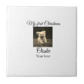 Mijn eerste Kerstmis voeg huisdier naam datum jaar Tegeltje (Voorkant)