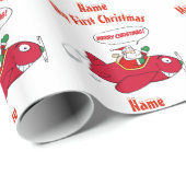 MIJN EERSTE Kerstmis WRAPPING Santa Plane Custom Cadeaupapier (Rol Hoek)