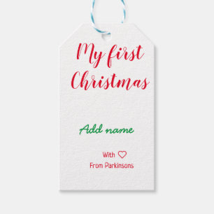 Mijn eerste kerstnaam met liefde toevoegen cadeaulabel