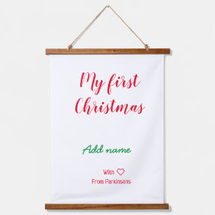 Mijn eerste kerstnaam met liefde toevoegen hangend wandkleed