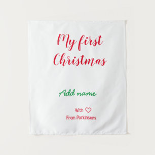 Mijn eerste kerstnaam met liefde toevoegen wandkleed