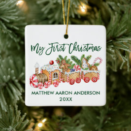 Mijn eerste kerstontbijtontbijt Baby Groen Keramisch Ornament